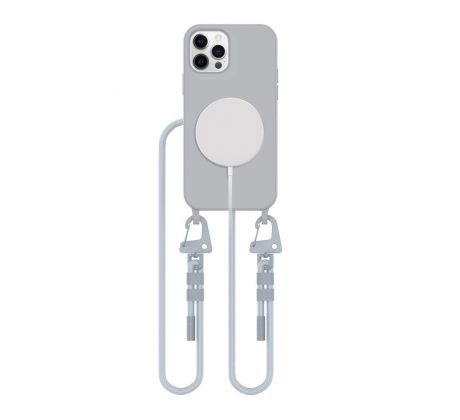 KRYT SE ŠŇŮRKOU/POPRUH NA RAMENO/CEZ TĚLO TECH-PROTECT MAGNECKLACE MAGSAFE iPhone 12 / 12 Pro CRAYON GREY