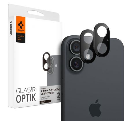 2KS V BALENÍ, SET 2 OCHRANNÝCH SKEL ZADNÍ KAMERY SPIGEN OPTIK GLAS.TR CAMERA PROTECTOR 2-PACK iPhone 16 / 16 Plus BLACK