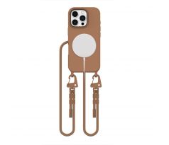 KRYT SE ŠŇŮRKOU/POPRUH NA TĚLO TECH-PROTECT MAGNECKLACE MAGSAFE iPhone 16 Pro CHOCOLATE BROWN