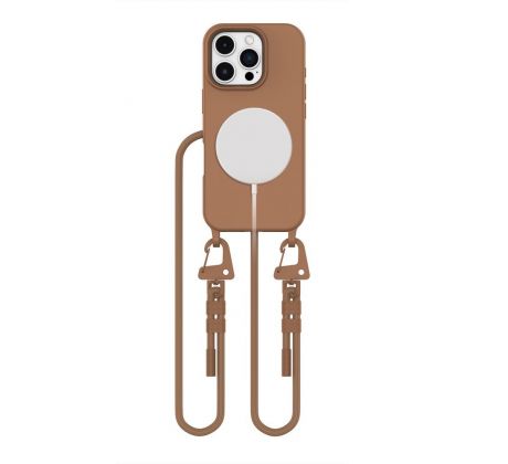 KRYT SE ŠŇŮRKOU/POPRUH NA TĚLO TECH-PROTECT MAGNECKLACE MAGSAFE iPhone 16 Pro CHOCOLATE BROWN