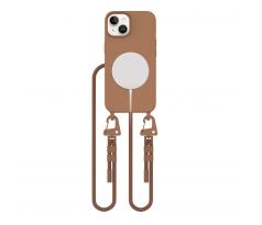 KRYT SE ŠŇŮRKOU/POPRUH NA TĚLO TECH-PROTECT MAGNECKLACE MAGSAFE iPhone 15 CHOCOLATE BROWN