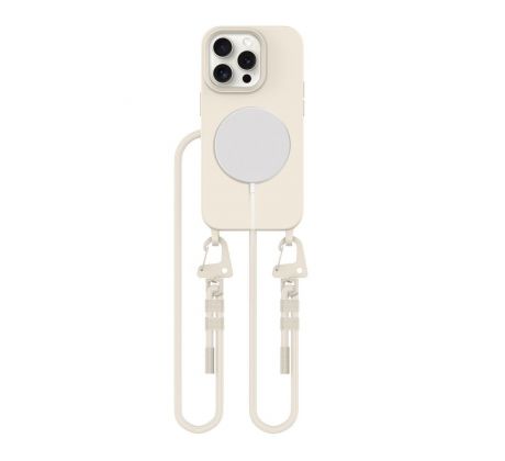 KRYT SE ŠŇŮRKOU/POPRUH NA TĚLO TECH-PROTECT MAGNECKLACE MAGSAFE iPhone 15 Pro COSMIC LATTE