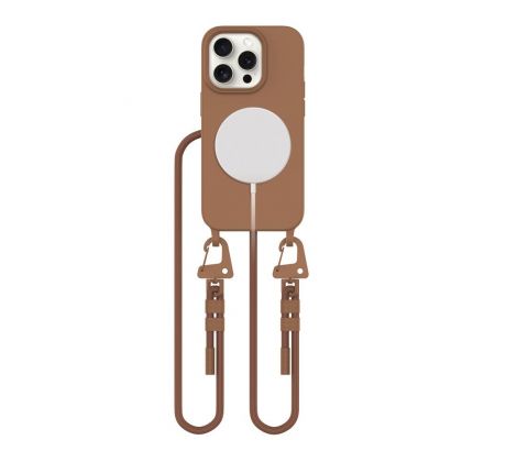 KRYT SE ŠŇŮRKOU/POPRUH NA TĚLO TECH-PROTECT MAGNECKLACE MAGSAFE iPhone 15 Pro CHOCOLATE BROWN