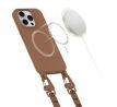 KRYT SE ŠŇŮRKOU/POPRUH NA TĚLO TECH-PROTECT MAGNECKLACE MAGSAFE iPhone 15 Pro CHOCOLATE BROWN