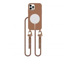 KRYT SE ŠŇŮRKOU/POPRUH NA TĚLO TECH-PROTECT MAGNECKLACE MAGSAFE iPhone 12 / 12 Pro CHOCOLATE BROWN