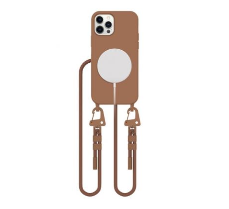 KRYT SE ŠŇŮRKOU/POPRUH NA TĚLO TECH-PROTECT MAGNECKLACE MAGSAFE iPhone 12 / 12 Pro CHOCOLATE BROWN