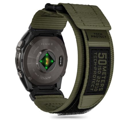 ŘEMÍNEK TECH-PROTECT SCOUT PRO GARMIN FENIX 5X / 5X Plus / 6X / 6X PRO / 7X / 8 (51 mm) MILITARY GREEN