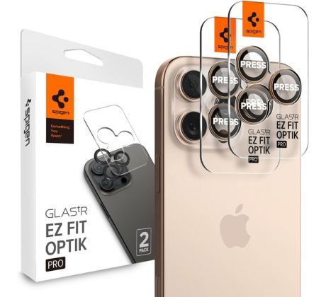 2KS V BALENÍ, SET 2 OCHRANNÝCH SKEL NA KAMERU SPIGEN OPTIK PRO GLAS.TR ”EZ FIT” CAMERA PROTECTOR 2-PACK iPhone 16 Pro / Pro Max DESERT TITANIUM