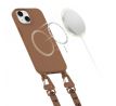 KRYT SE ŠŇŮRKOU/POPRUH NA TĚLO TECH-PROTECT MAGNECKLACE MAGSAFE iPhone 14 CHOCOLATE BROWN