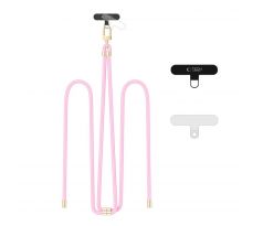 UNIVERZÁLNÍ ŠNŮRKA NA TELEFON POD KRYT/POPRUH TECH-PROTECT C7S ROPE CROSSBODY STRAP BABY PINK/GOLD