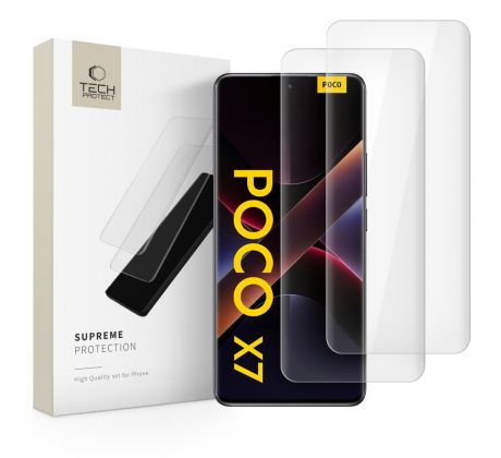 2KS V BALENÍ, SET 2 OCHRANNÝCH SKEL TECH-PROTECT GLASS UV+ 2-PACK XIAOMI REDMI NOTE 14 Pro 4G / 5G / 14 Pro+ Plus 5G / POCO X7 5G CLEAR